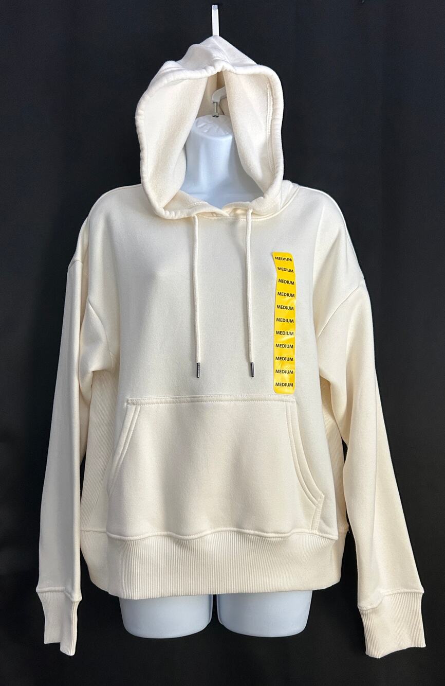 Member’s Mark Women’s Off White Fleece Hoodie Size M – Soft & Cozy Pullover NWT